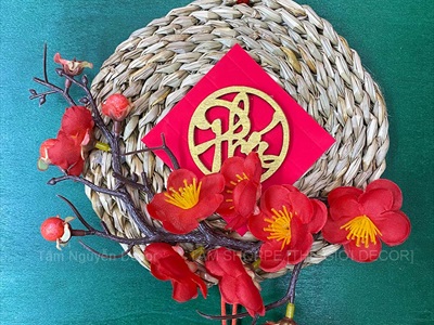 Vòng treo cửa Tết Lục Bình Mai Đào [3 Kiểu] ĐK16cm VTC-T-50